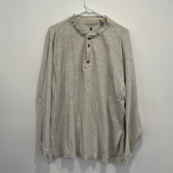 Pale Gray Long Sleeve Henley Shirt - Picture 1 of 6